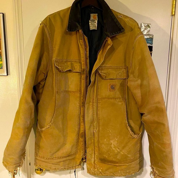 Carhartt work jacket worn by a custom cabinetmaker for well over 15 years.